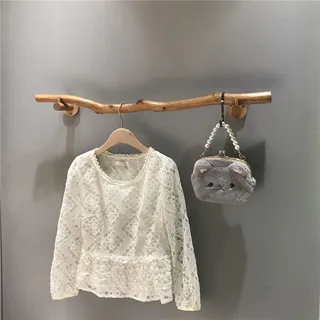 Jcgly Wand-Kleiderständer, Holzzweig-Kleiderstange für Einzelhandel, Zuhause, Wandmontierter Vintage-Kleiderständer, Dekorativer Kleiderständer Aus Holz (Color : Retro Color, Size : 150cm(59in))