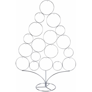 Villa d'Este Home Tivoli Weihnachtsbaum aus Metall, Höhe 96 cm, 18 Haken, Silber, Xmas