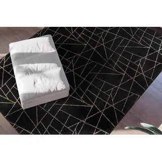 Teppich ME GUSTA "Bijou 125", gold (schwarz, goldfarben), B:200cm H:20mm L:290cm, Polyester, Teppiche, Teppich, Glanz Effekt, weicher Flor, Wohnzimmer, Schlafzimmer
