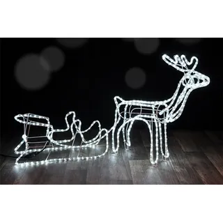 Haushalt International LED-Dekofigur Rentier Schlitten Silhouette beleuchtet Weihnachtsdeko
