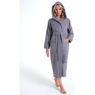 bruno banani Damenbademantel »Clement, ideal für Sauna & Spa, Hotelbademantel, Morgenmantel«, (1 St.), 100% Baumwolle, einfarbig, glänzende Streifen-Bordüre, Taschen, XS-3XL, Gr. L, grau, , 37619415-L