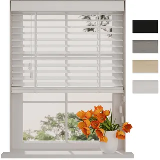 DTCH® Bambus Jalousie innen weiß 70 x 130 cm, 50mm Lamellen aus Bambus Holz, Breiten von 50 bis 250 cm erhältlich, innenjalousie, Fenster jalousien