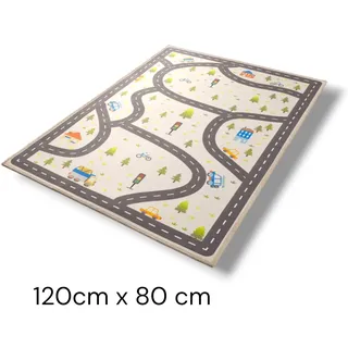Kinderteppich Spielteppich 120x80cm Autoteppich weich Straßen Design