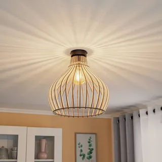 Deckenlampe Barrel TEMAR LIGHTING, dimmbar, Holz hell, für Wohn- / Esszimmer, Holz, Landhaus / Rustikal, Deckenlampe - 38 cm - 38 cm - 30 cm