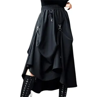 Rock Damen: Elegant Schwarz Sexy Lang Skirts Rave Outfit Curvy Gothic Große Größen Glitzer Festival Outfit Trachtenrock Modern High Waist Rock Minirock