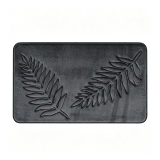 Diwzbyn Badematte Badematte aus Memory-Schaum, rutschfest, saugstark,Blättermotiv, Höhe 40 mm grau