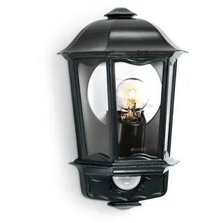 Steinel Außen-Wandleuchte L 190 S schwarz, 180° Bewegungsmelder, 12 m Reichweite, Softlicht, Grundlicht, Dauerlicht, Schwarz