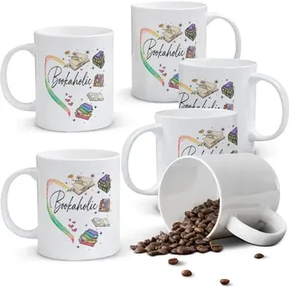 Alphynix 1 weiße Tasse 33cl mit "Büchernarr" Spruch & lebendigem Herz-Buch-Design, literarisches Liebhaber Weihnachts- oder Thanksgiving-Geschenk,Geschenk zum valentinstag, geschenk zum geburtstag
