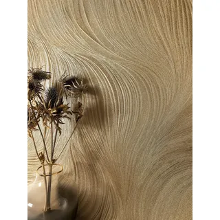 Newroom Vliestapete Gold Linien Wellen Metallic Glamour Tapete Wohnzimmer