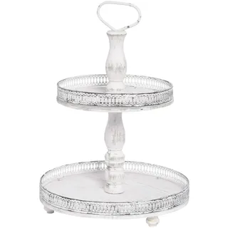 Posiwio dekorative große Deko-Etagere Metall-Etagere Küchen-Etagere 2-stufig Metall Vintage Landhaus Stil