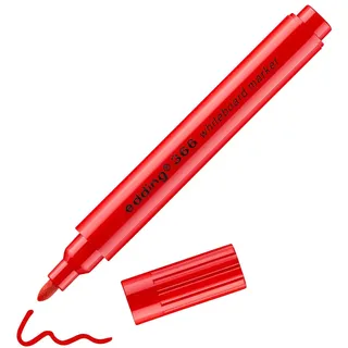 edding 366 whiteboard marker - rot - 1 schlanker Whiteboard-Stift - runde Feder 1 mm - trocken abwischbar - für Whiteboards, Glas, Magnet- und Memoboards