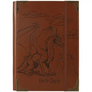 TIEFOSSI A5-Ringbuch mit 6 Ringen Tagebuch für Frauen und Männer, Hardcover Notizbuch aus PU-Leder, Vintage-Drachen-Notizbücher für Jungen, College Lineatur für Schule, Arbeit, Reise & Organisation