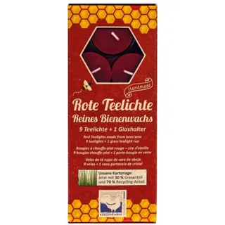 Kerzenfarm Hahn Bienenwachs Teelichter 9 St. rot