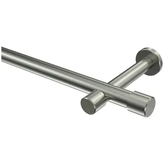 Interdeco Vorhangstange Santo 1-läufig Ø 20 mm 260 cm Edelstahl-Optik