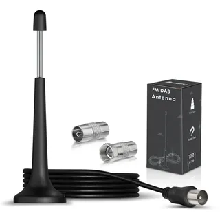 Bingfu DAB FM Radio Antenne UKW Zimmerantenne mit Magnetfuß, 3m Kabel | 75 Ohm Teleskop Radioantenne für DAB Receiver, Radio Tuner, HiFi-Anlagen, Kompaktanlage und AV-Receiver