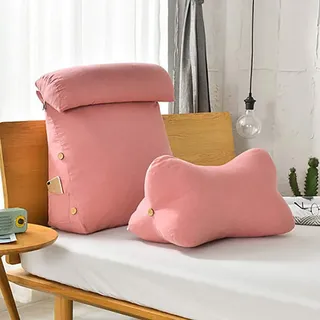 Rückenkissen Einstellbare Keilkissen mit Knochenkissen Abnehmbarer waschbarer Bezug und Seitentasche Fernsehkissen Bücherkissen Lesekissen für Bett Sofa,Rosa,45x45cm(18x18")