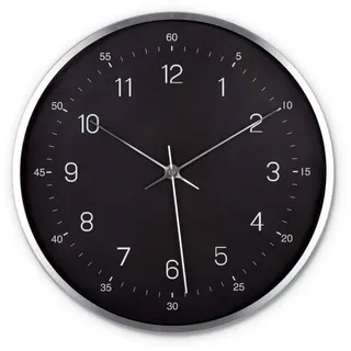 wall-art Wanduhr 30,0 cm Ø 30 cm schwarz/silber