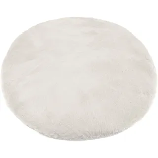 heimtexland Fußmatte Hochflor Teppich Rabbit 90 rund Hasenfell-Imitat, rund, super weich I Bettvorleger I Kinderzimmer-Teppich I waschbar beige