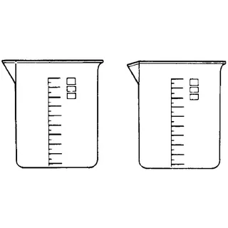 Vitlab Polypropylen Griffinbecher, Gedruckte Blaue Skala, Transparent, 100ml Kapazität, 55mm Durchmesser, 70mm Höhe