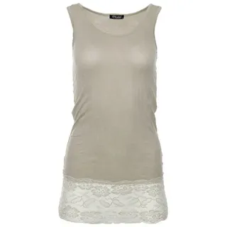 Muse Spitzentop Trägertop mit Spitzensaum 0518 grau S/M