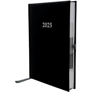 2025 ADINA Buchkalender Chefplaner A5 schwarz 1 Tag 1 Seite auch sonntags