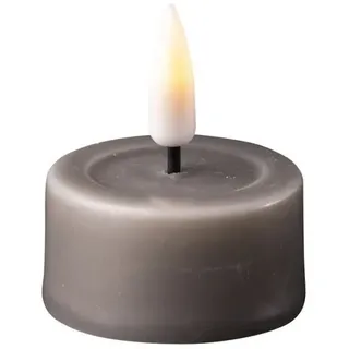 Deluxe Homeart LED Teelicht im 2er Set mit Real Flame, Ø4.1 x H4.5cm, grau