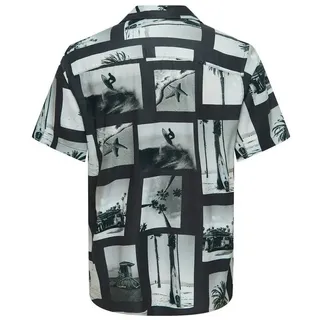 ONLY & SONS Hawaiihemd - Hemd kurzarm - gemustert - ONSNANO REG COTTON VISCOSE schwarz
