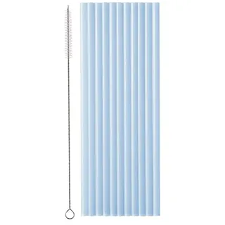 576 Plastikstrohhalme + Reinigungsbürste, 23 cm, hellblau, wiederverwendbar