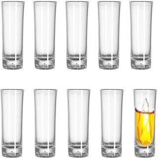 KPYZLBD 10 Schnapsgläser, Hoch Shotgläser 5cl/50ML Likörgläser Dicke Basis, Kleines Weinglas Set, Party Zubehör Shot Gläser, Familienbar, Ouzo Gläser Kleines Glas, Standfest Dank Dickem