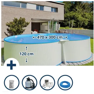 Waterman Stahlwandpool Set achtform Montevideo 470 x 300 x 120 cm