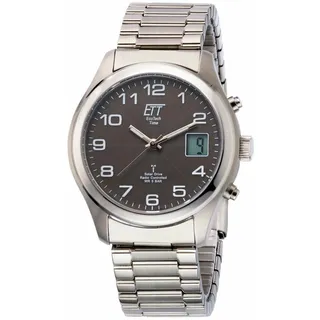 Funkuhr ETT "EGS-11332-53M" Armbanduhren silberfarben Herren Solaruhren Armbanduhr, Herrenuhr, Datum, Solar