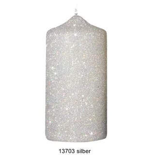 Kopschitz Kerzen Kerzen Glamour Glitter Stumpenkerzen Silber, 120 x 60 mm, 4 Stück