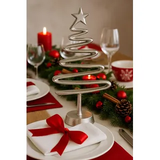 MF Weihnachtsfigur Dekoaufsteller Silverpine Weihnachtsbaum Metall Silber Modern 40cm (1 St)