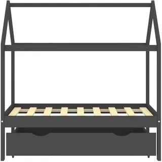 vidaXL Kinderbett mit Schublade 70 x 140 cm Kiefer massiv dunkelgrau