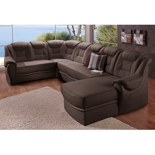Wohnlandschaft SIT&MORE "Bellevue" Sofas Gr. B/H/T: 327 cm x 94 cm x 217 cm, NaturLEDER-Kunstleder, Recamiere rechts, ohne Bettfunktion, braun (mokka) Leder-Wohnlandschaft wahlweise mit Bettfunktion