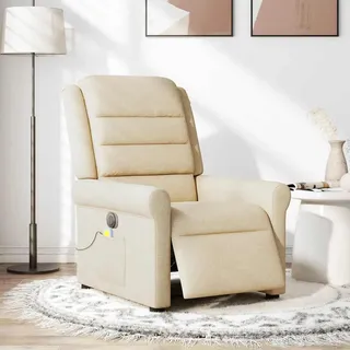 Gecheer Massagesessel Elektrisch Creme Stoff, Relaxsessel TV-Sessel Schlafsessel Ergonomisch für Wohnzimmer Kinoabend Senioren