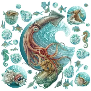WANDAUFKLEBER 80x77cm - Unterwasserwelt