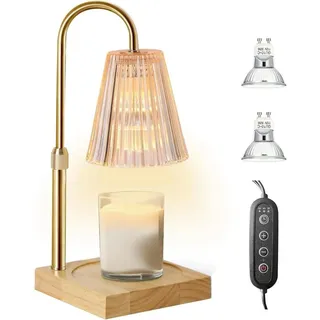 Kerzenwärmer Lampe, Elektrische Kerze Lampe Wärmer mit Timer, Einstellbare Höhe und Helligkeit, für große & kleine Jar Duftkerze - Gold