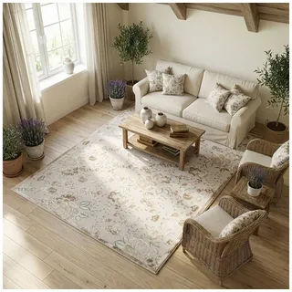 Eurofirany Teppich IMPRESIVE, rechteckig, Höhe: 10 mm, weicher Teppich im Landhausstil mit Hoch-Tief-Struktur gelb 140 cm x 190 cm x 10 mm