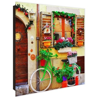 banjado Schlüsselkasten Glas Grünes Fahrrad (Stahl Gehäuse, mit 50 Haken), 30 x 30 x 5 cm schwarz
