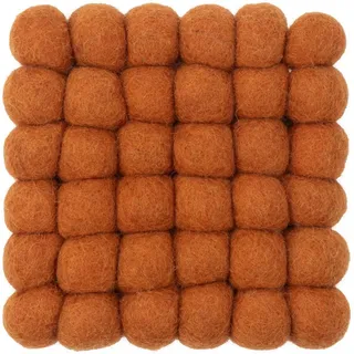 myfelt Wollteppich Afra Filzkugelteppich eckig Muster, eckig, 100% reine Schurwolle orange