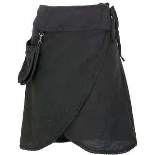 Guru-Shop Minirock Pixi Festival Boho Minirock, natürlicher Ethno.. alternative Bekleidung schwarz