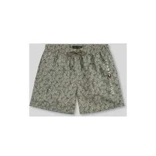 Regular Fit Badehose mit Logo Print, Oliv, XXL