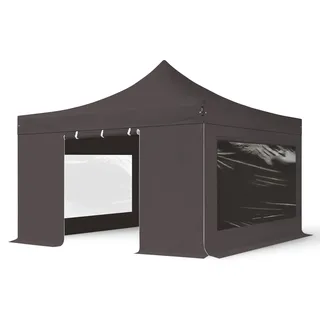 TOOLPORT Faltpavillon 4 x 4 m inkl. 4 Seitenteile Dunkelgrau