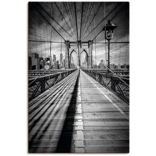 Wandbild ARTLAND "Brooklyn Bridge, New York City Monochrom" Bilder Gr. B/H: 60 cm x 90 cm, Leinwandbild New York Hochformat, 1 St., schwarz Kunstdrucke als Leinwandbild, Poster in verschied. Größen