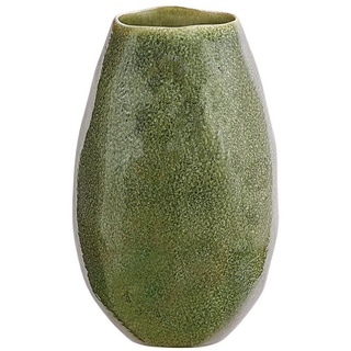 Dehner Übertopf Vase Linn, Keramik, lasiert, dunkelgrün, handgefertige Blumenvase oder als Übertopf grün 30 cm