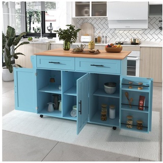 GLIESE Küchenbuffet 129 x 76 x 91,5 cm großer Speisewagen/Sideboard blau