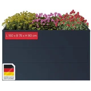 STEELSØN Hochbeet Icarus aus verzinktem Stahl (Anthrazit, 1 St., 150 cm breit), Gartenbeet mit offener Bodenstruktur, Pflanzenkübel wetterfest grau 150 cm