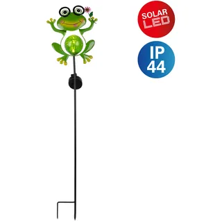 NÄVE Solarleuchte grün 20,5 x 8 x 90 cm Erdspieß Frosch mit Blume