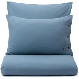 Urbanara Partnerbettwäsche Bettwäsche Telhado I 50% TencelTM Lyocell & 50% Baumwolle, Tencel Lyocell & Baumwolle, Weich & Kuschlig I Flanell-Winterbettwäsche Made in Portugal blau
